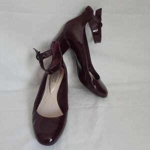 Women's Alfani Step N Flex Maroon Leather High Heels Size 7W Ankle Strap